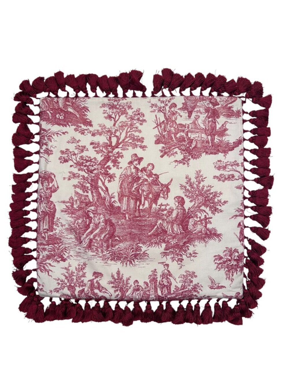 Waverly Country Life Toile Pillow Sham Red Decorative Tassel Red